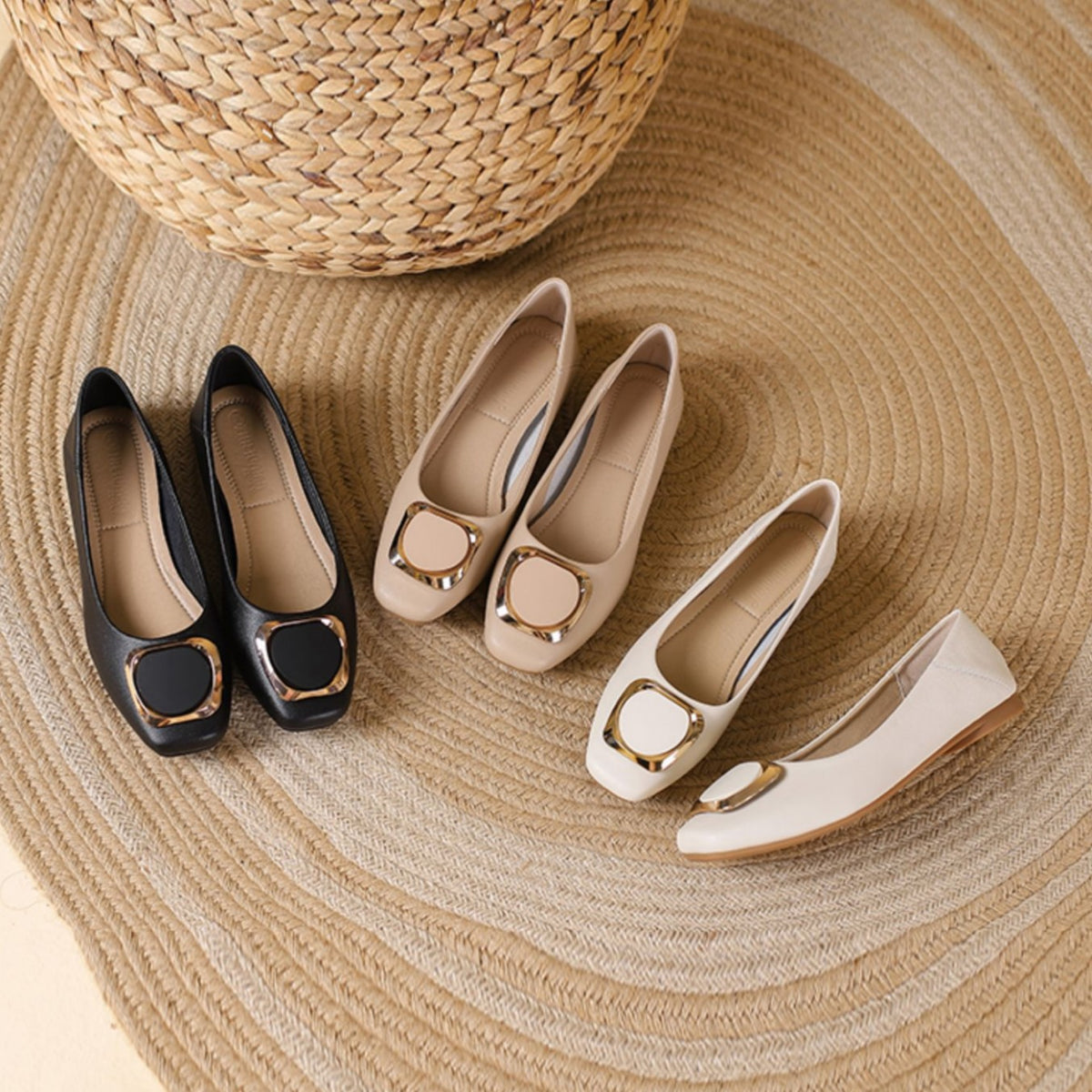 Women's Cowhide Version Flat Low-cut Authentic Pumps Soft Women's Fashion Shoes
