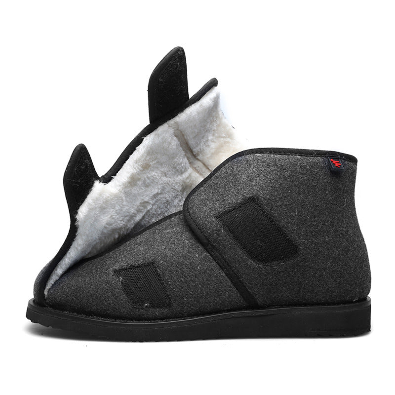 Winter Thermal Thicker Velcro Vamp Widened Fattened Men's Shoes