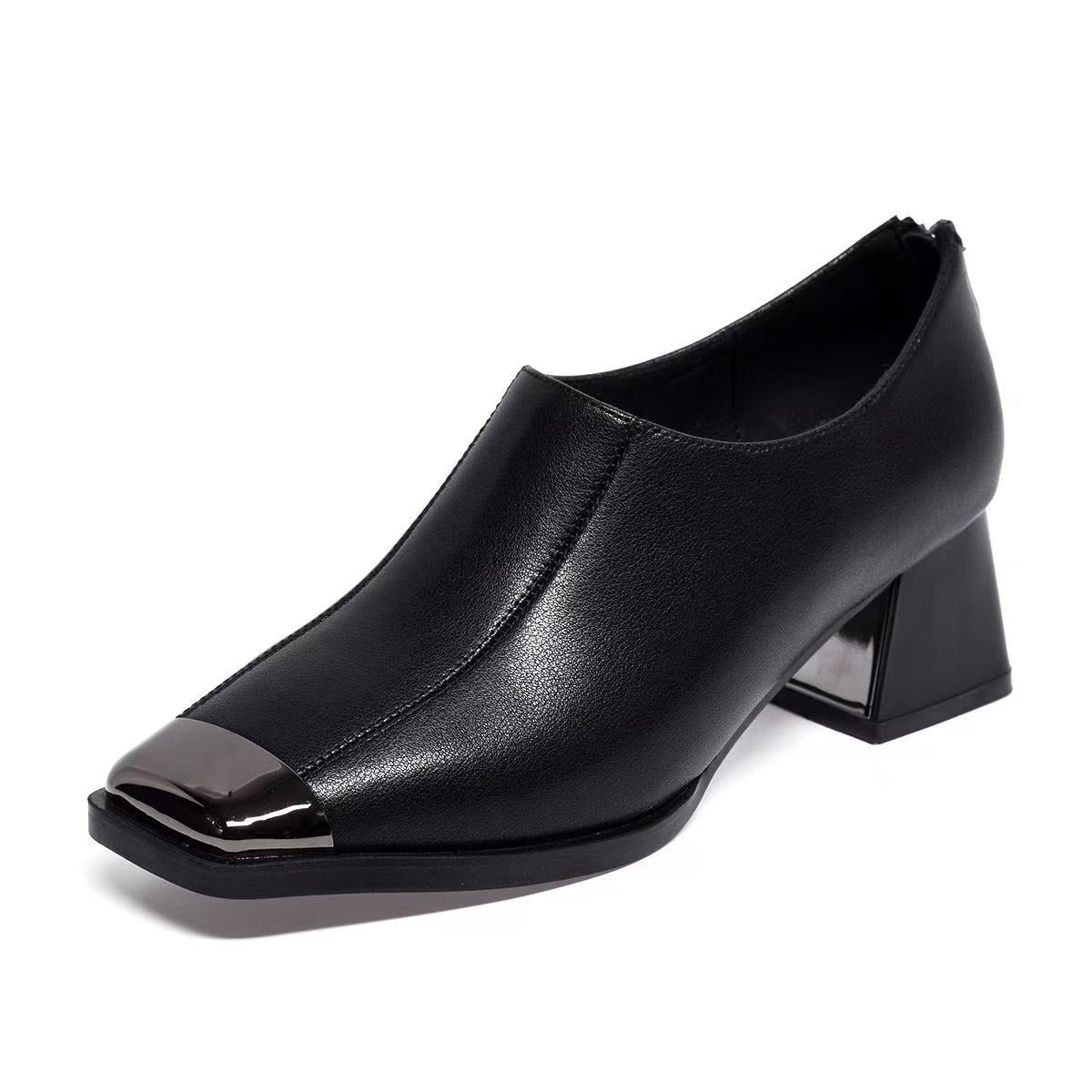 Women's French Style Square Toe Retro High Deep Mouth Pumps Women's Fashion Shoes