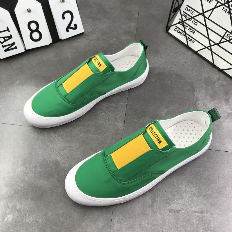 Men's Summer White Smart Guy Breathable Skateboard Slip-on Sneakers