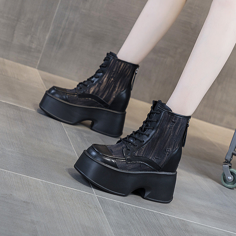 Women's Personality Platform Martin Niche Design Distressed Boots