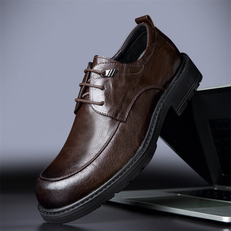 Men's Wear High-grade Authentic British Style Commuter Round Toe Leather Shoes