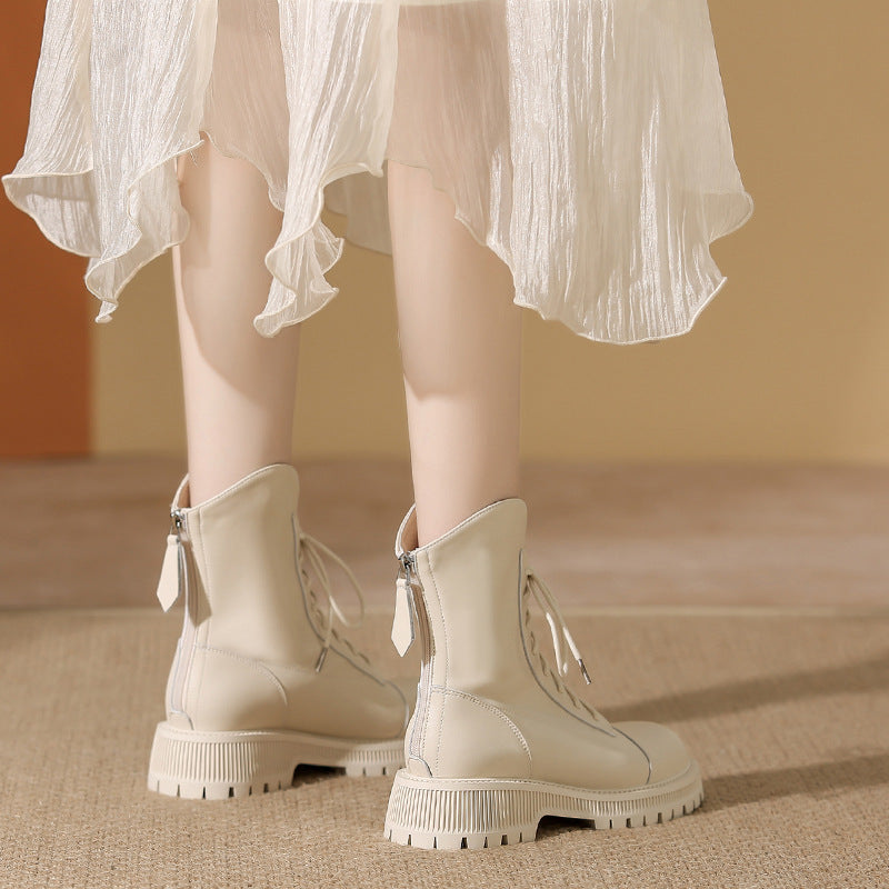 Women's Martin Thick-soled Ankle Female Beige Elegant British Boots