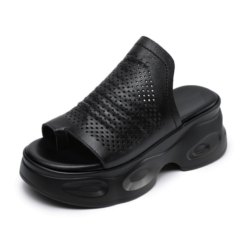 Women's Genuine Summer Wear Thick Bottom Sponge Cake Wedge Slippers