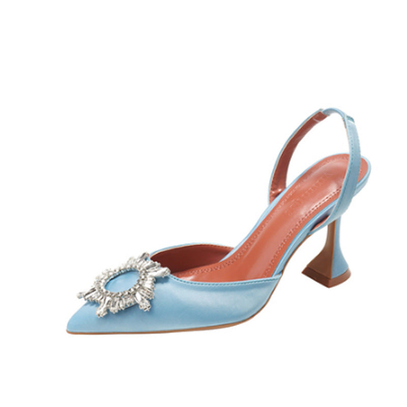 Women's Crystal Buckle Rhinestone High-heeled Wine Glass Heels