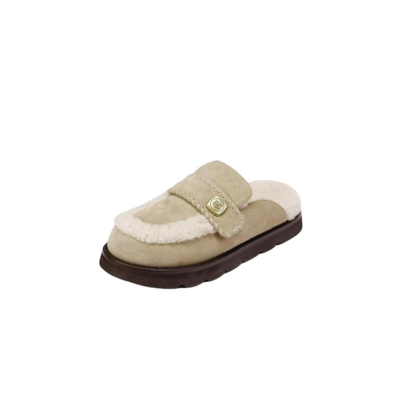 Women's Authentic Toe Box Fleece-lined Half Outdoor Slippers