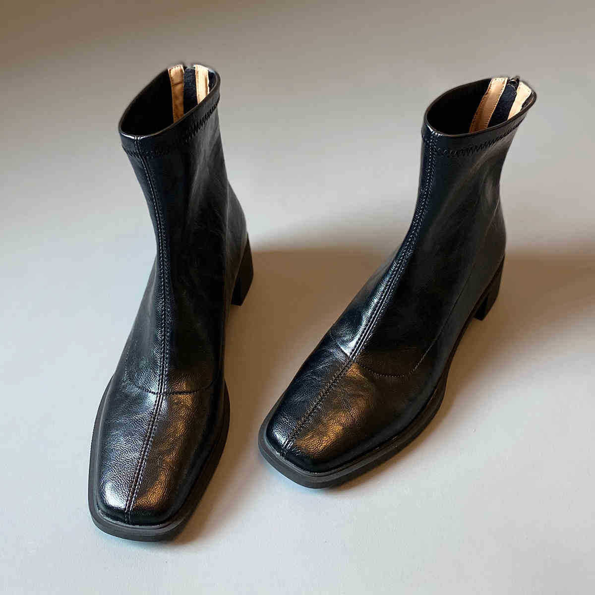 Women's High Mute Square Toe Skinny Ankle Thick Vintage Martin Heels