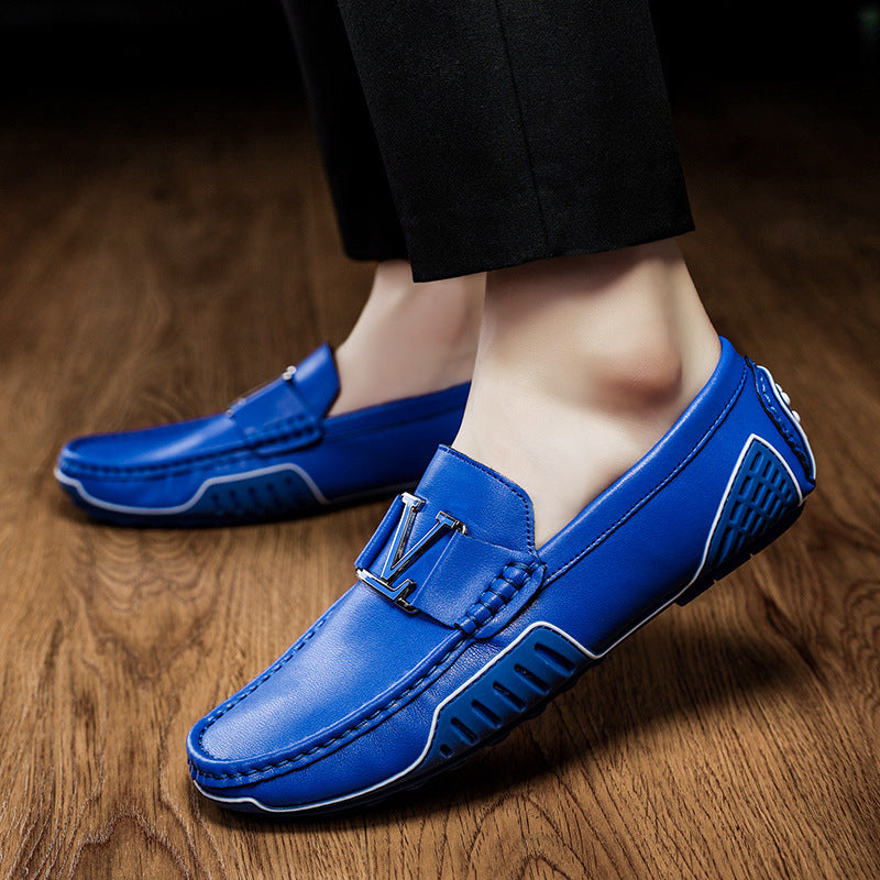 Men's Size Korean Bottom Low Top Slip-on Leather Shoes