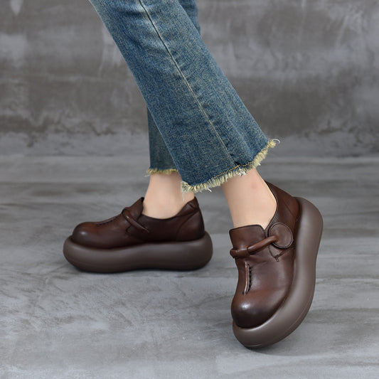 Women's Velcro Small British Buckle Platform First Casual Shoes