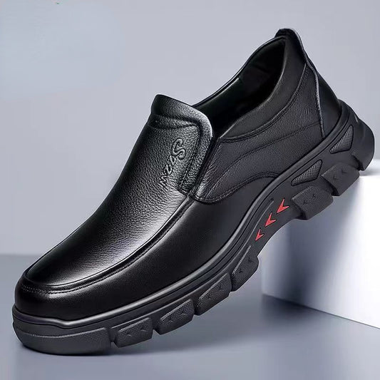 Men's Platform Fleece-lined Cowhide Plus Size Leather Shoes