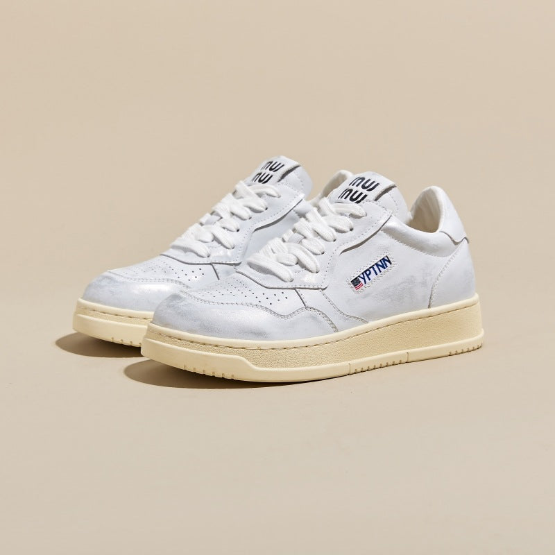 Women's Height Increasing Insole Genuine Breathable White Autumn Sports Thick Sneakers