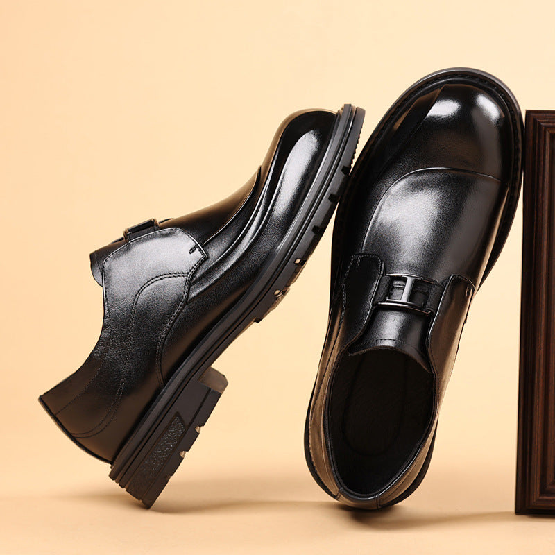 Men's First Layer Cowhide Genuine Formal Pumps Commuter Big Men's Business Leather Shoes