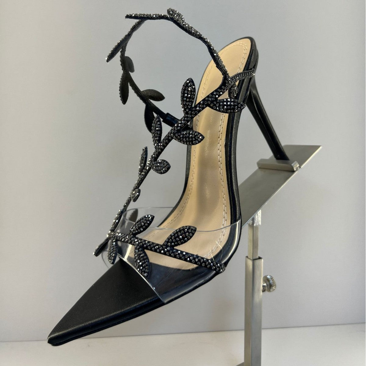 Toe Rhinestone Leaves Stiletto Autumn Graceful Heels