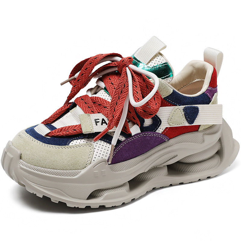 Women's Platform Trend Multicolor Genuine Lace Up Casual Shoes