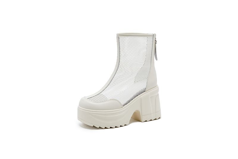 Women's Cool Breathable Martin Mesh Hollow Height Increasing Heels