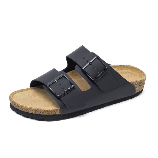 Women's & Men's Original Cowhide Double-breasted Cork Sole Fashion Sandals
