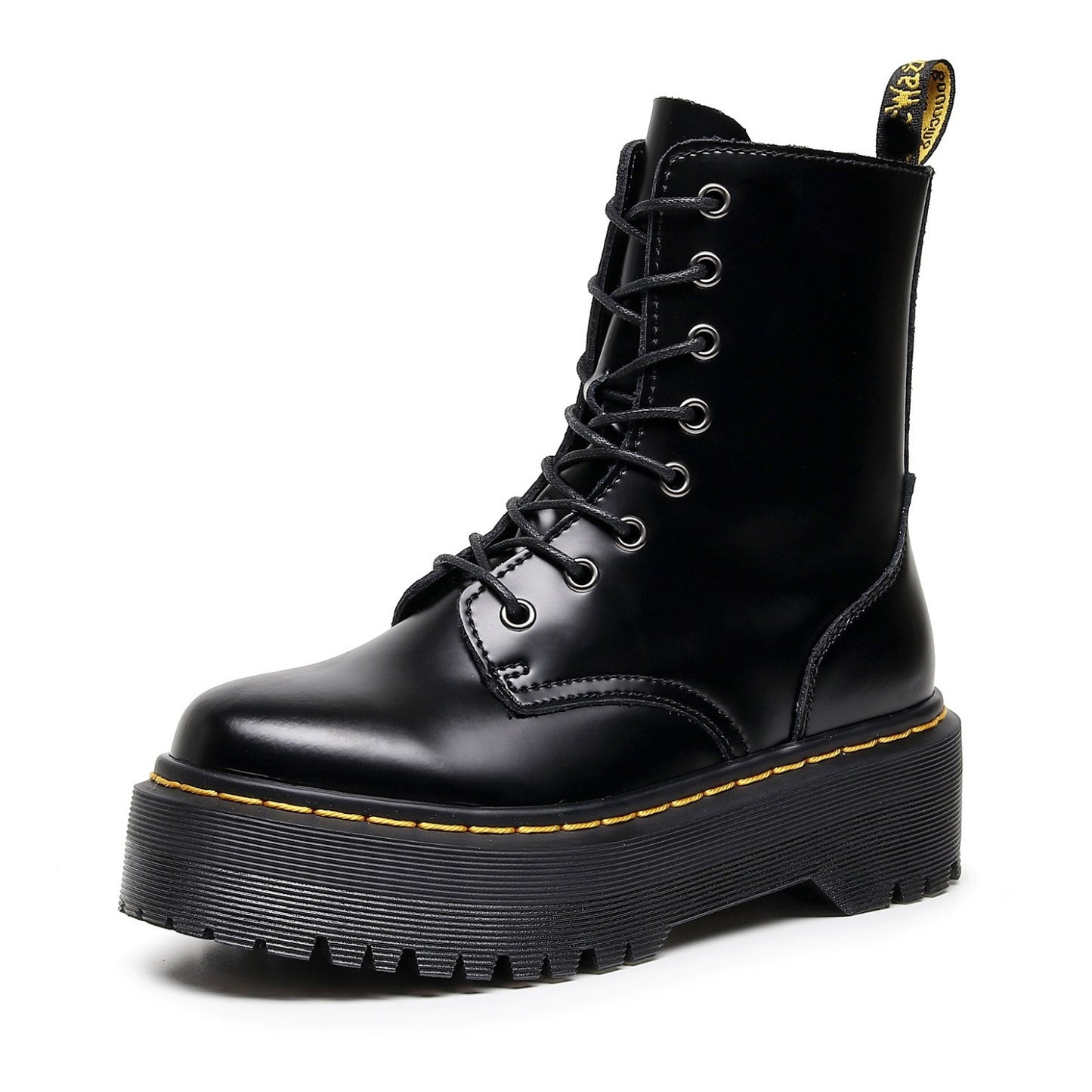 Women's & Men's Holes Side Zipper Couple Motorcycle Lace Boots