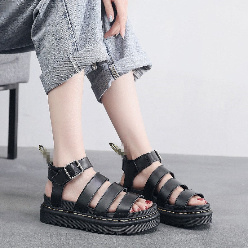 Women's Roman Buckle Open Toe Beach Thick-soled Sandals