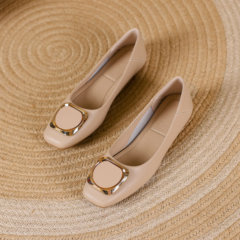Women's Cowhide Version Flat Low-cut Authentic Pumps Soft Women's Fashion Shoes
