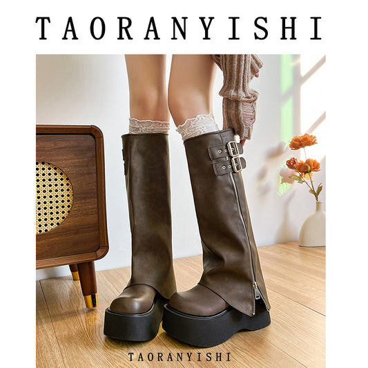 Pantyhose Raise The Bottom Tall Knight Female Motorcycle Slimming Heels