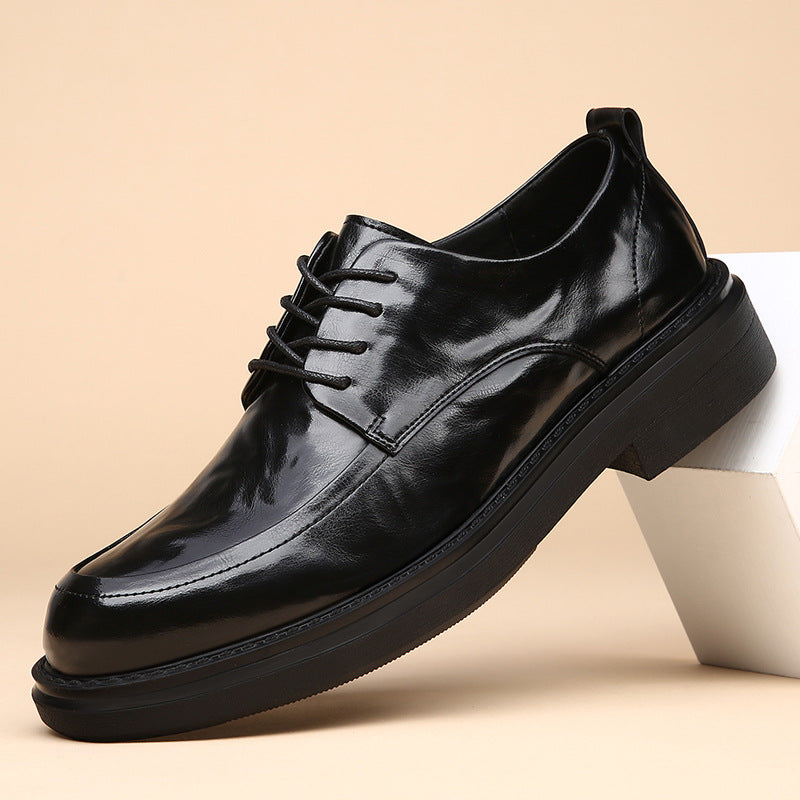Men's Genuine Thick Bottom Breathable Soft Surface British Leather Shoes