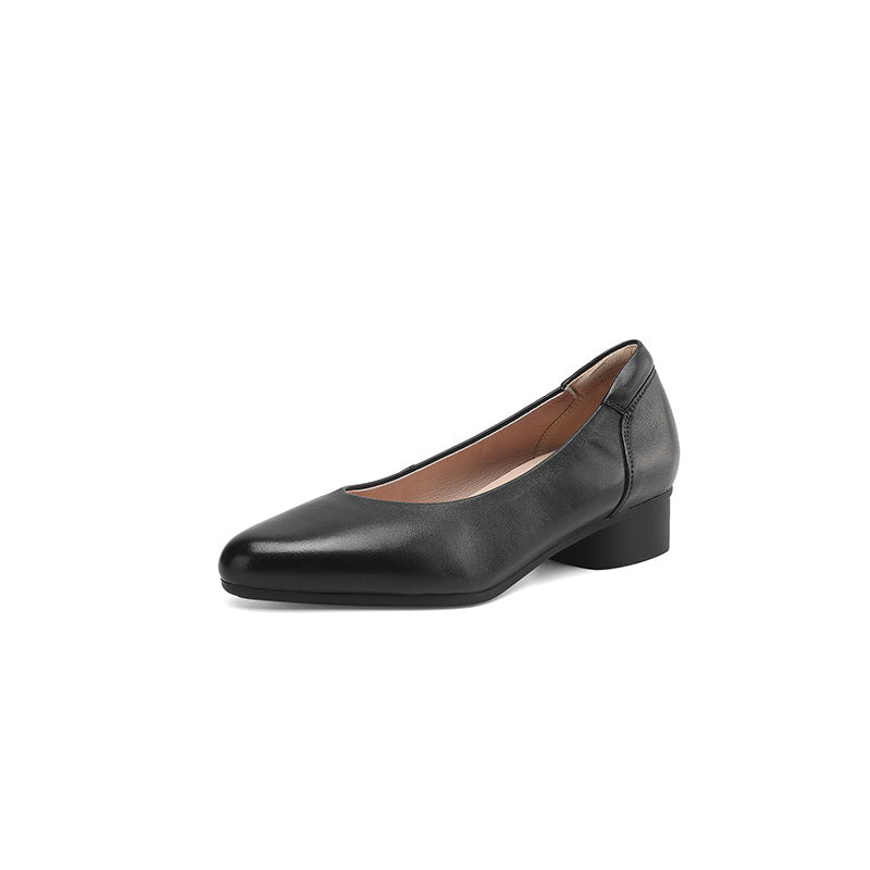 Women's Light Luxury Sheepskin Grandma Pointed Toe Chunky Women's Shoes