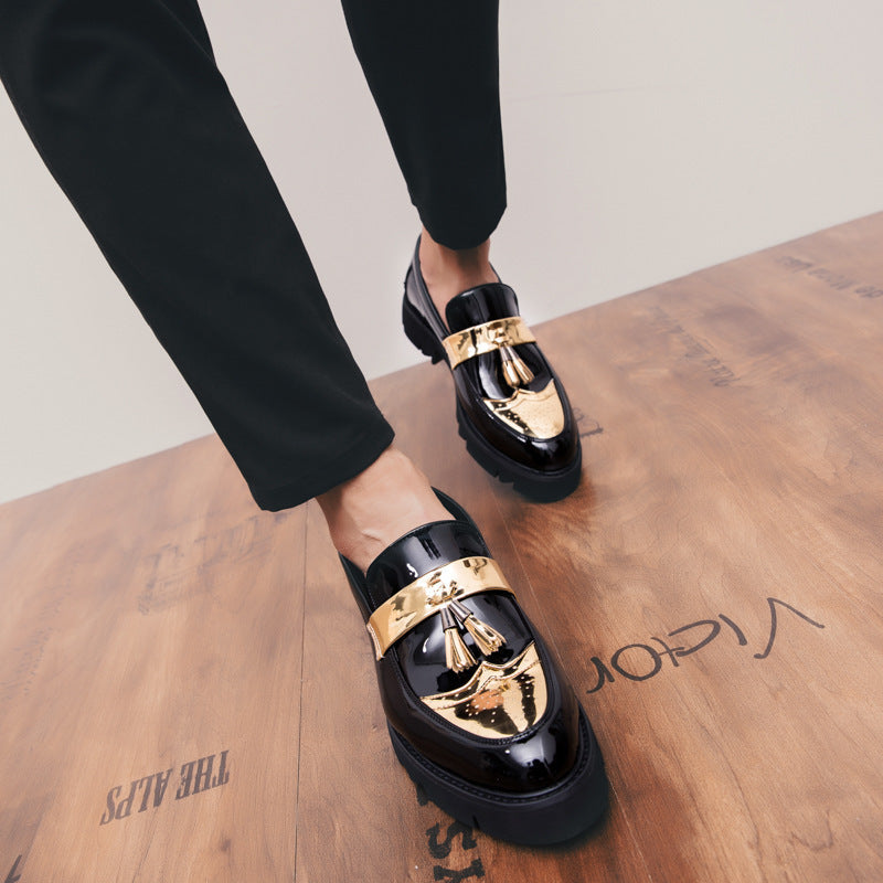 Korean Style British Trend Pointed Patent Glossy Casual Shoes