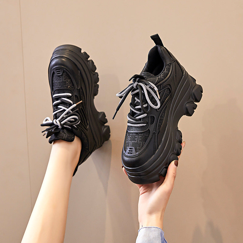 Women's Spring Platform Dad Versatile Hidden White Genuine Fried Women's Casual Shoes