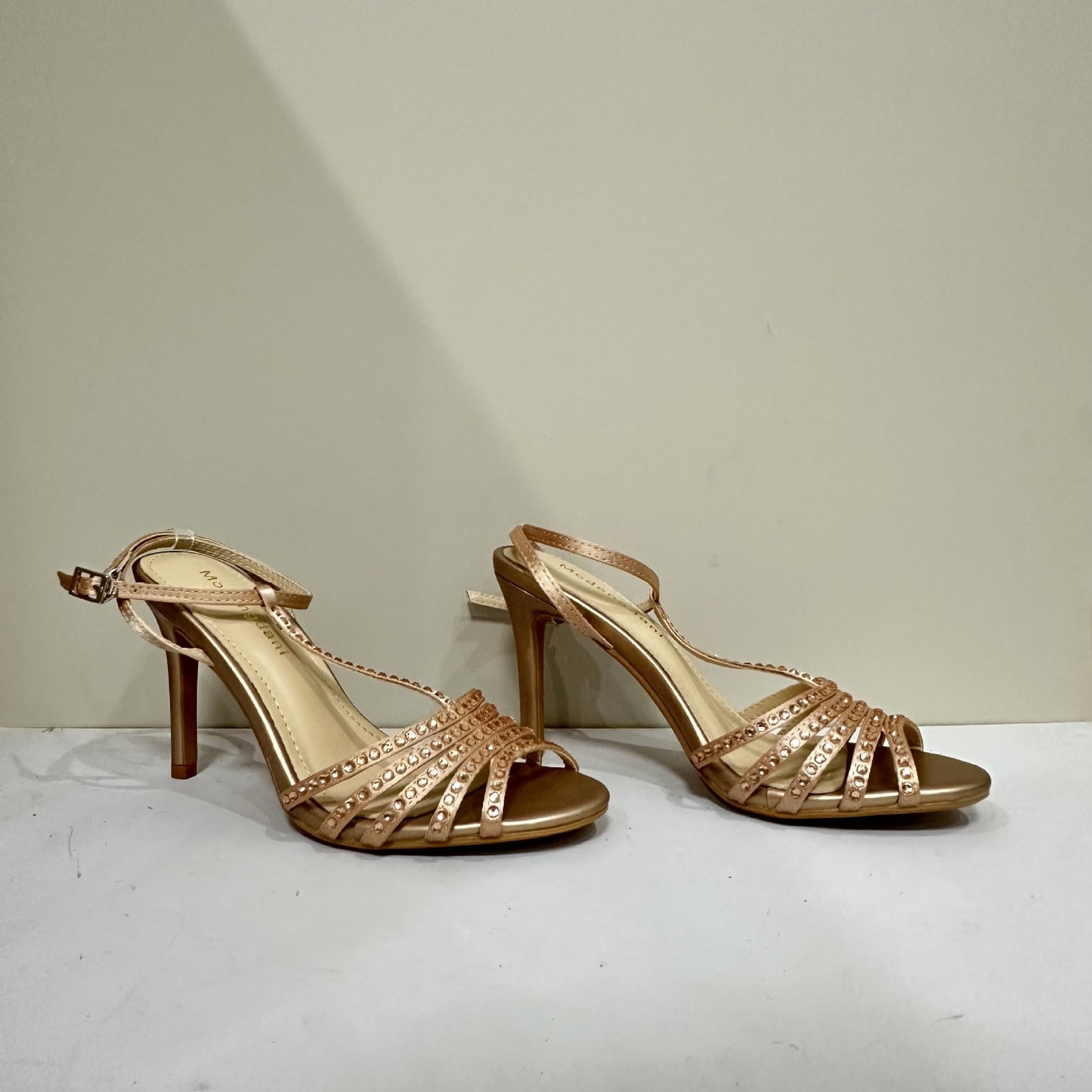 Women's Gold Diamond Band Satin Strap Sexy Heels