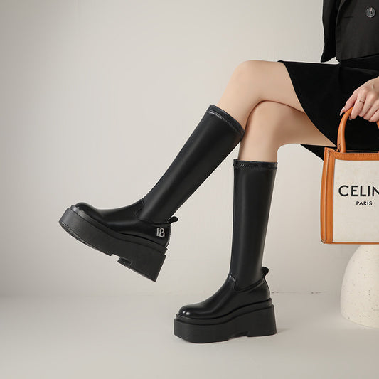 Thin Thick Bottom Mid Knee-high Small Figure Heels