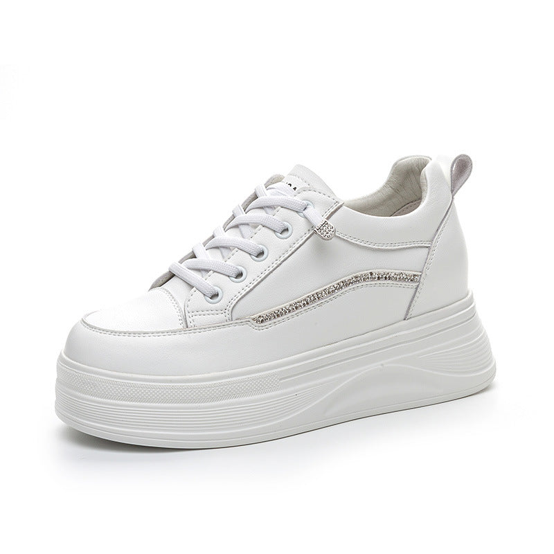 Women's Autumn Foam Sole White Thick Height Casual Shoes