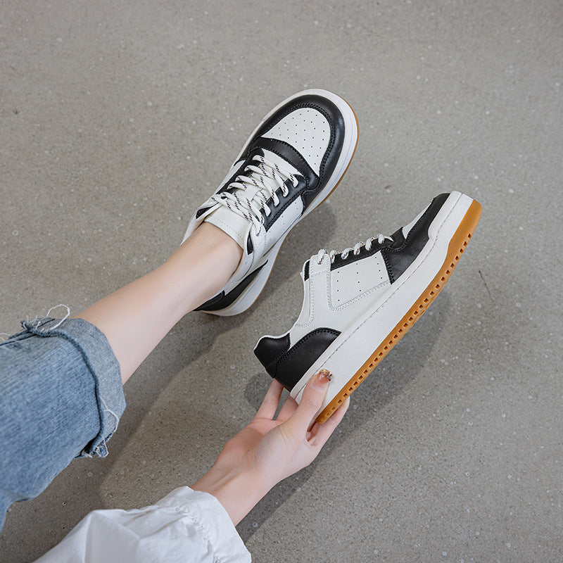 Top Layer Cowhide Platform White Sheepskin Lining Women's Casual Shoes
