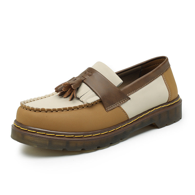 Women's Tassel Genuine British Style Fashion Round Toe Plus Men's Casual Leather Shoes