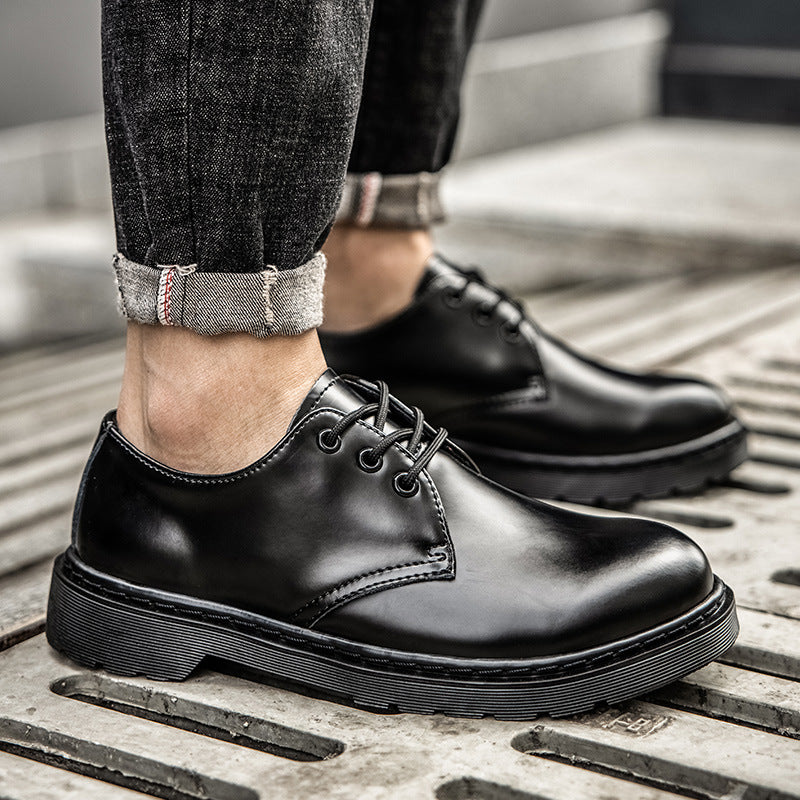 Head Male Black Calf British Style Martin Men's Casual Leather Shoes