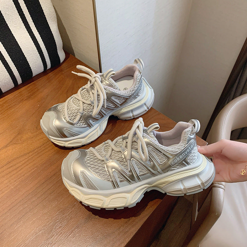 Women's Mesh Breathable Platform Dad Summer Versatile Height Increasing Women's Sports Shoes