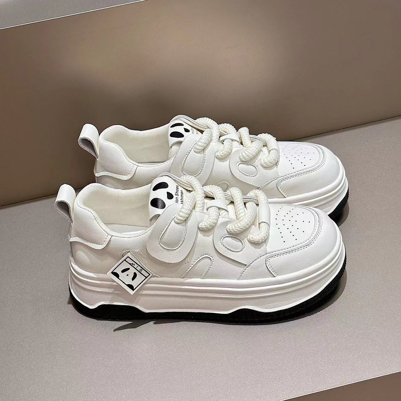 Women's & Men's White Thick-soled Ugly Cute Big Head Men's Shoes
