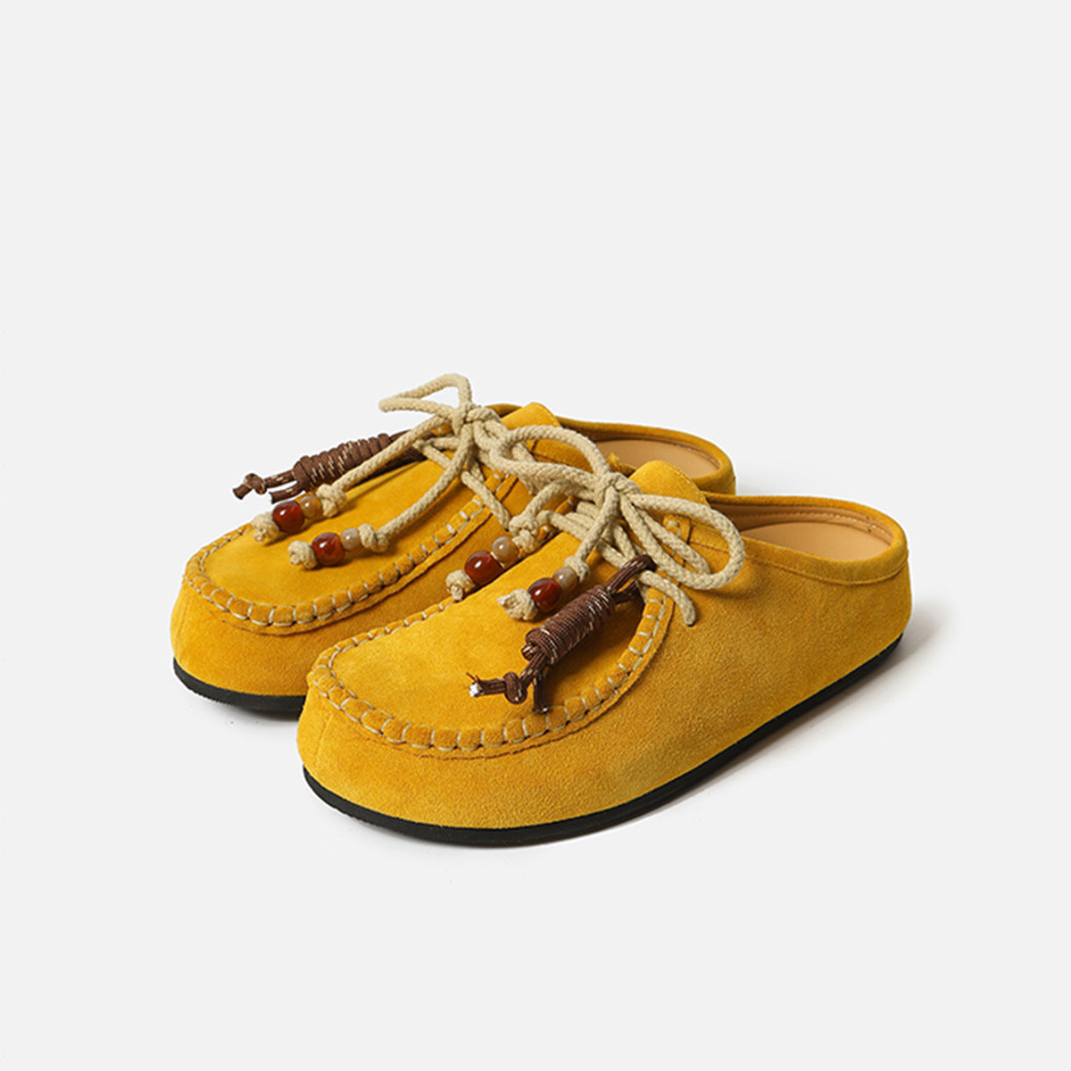 Lanyard Beaded Round Toe Thick Bottom Sandals