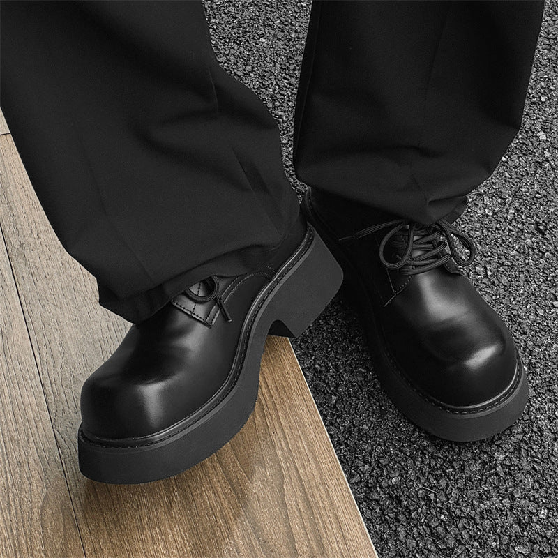 Men's Toe Warped Head Thick Sole Increased Leather Shoes