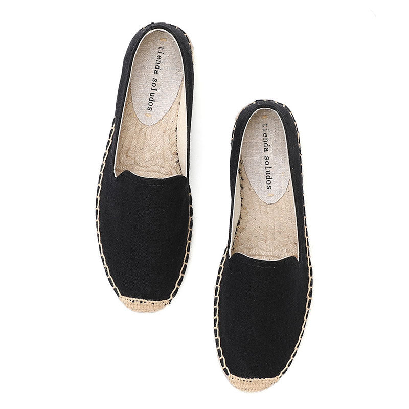 Women's Top Ramie Sole Monochrome Trendy Flat Canvas Shoes