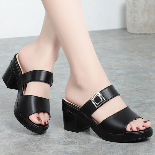 Women's Summer Mom Platform Plus Size Outer Wear Slippers