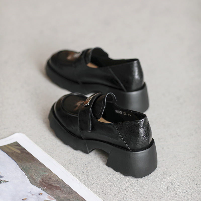 Slip-on Sheepskin Platform Commuter British Style Loafers
