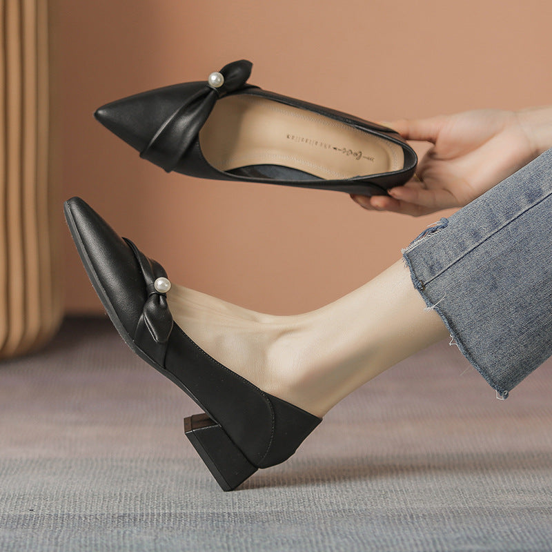 Women's Pumps Spring Genuine Professional Mid Lei Casual Shoes