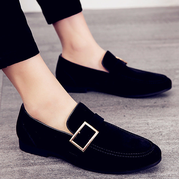 Men's Frosted Suede Club Hairdresser Height Increasing Insole Leather Shoes