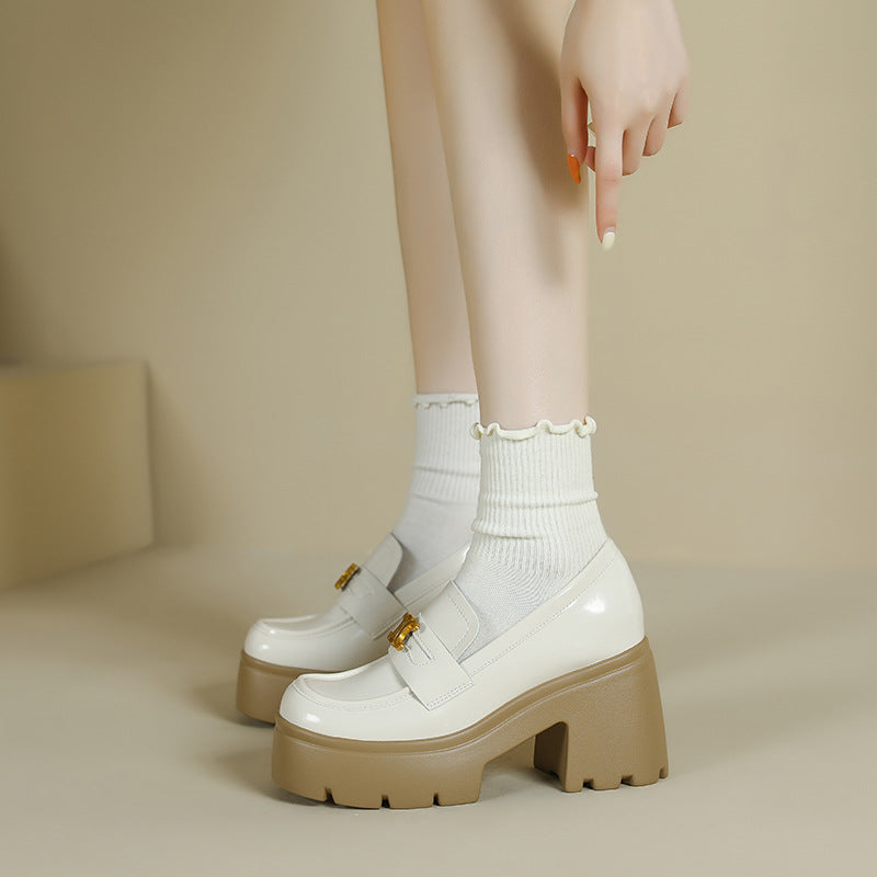 Women's Invisible Elevated Arc Size Thick-soled British Loafers