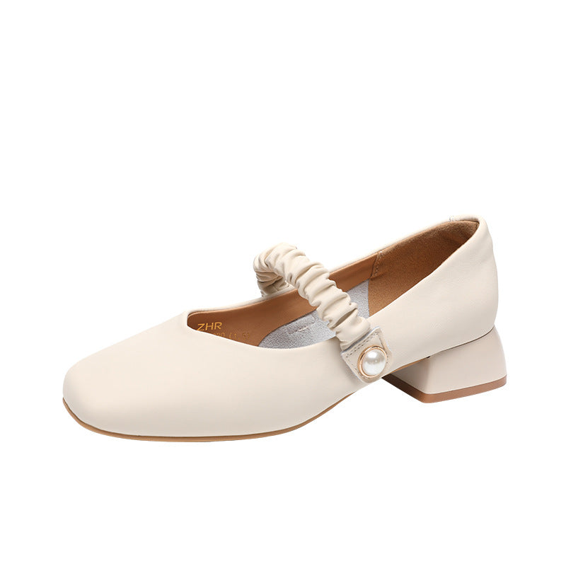 Women's Mary Jane Square Toe Low-cut Small Chunky Men's Shoes