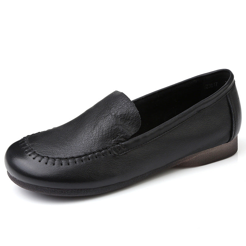 Women's Cowhide Slip-on Lazy Shallow Mouth Pregnant Casual Shoes