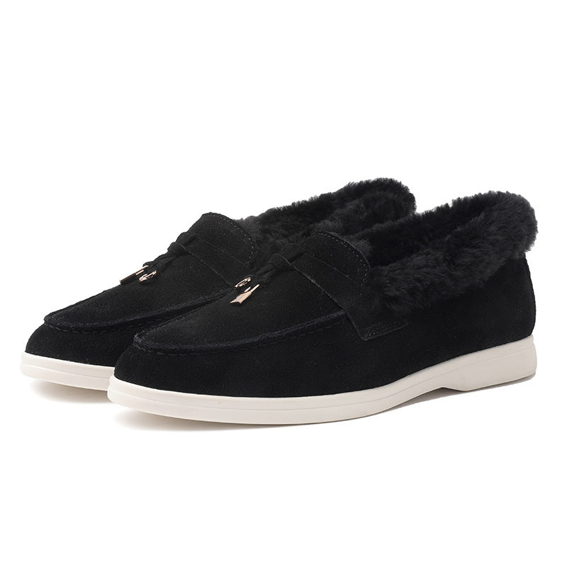 Women's Winter Outdoor Slip-on Flat Fleece-lined Warm Loafers