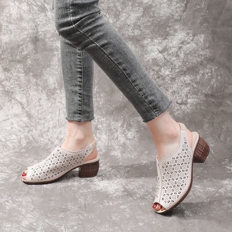 Women's Mouth Slip-on Soft Bottom Top Layer Heels
