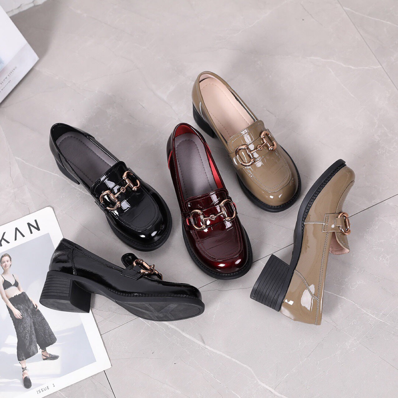 Women's Round Head British Style One Pedal Casual Shoes