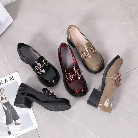 Women's Round Head British Style One Pedal Casual Shoes
